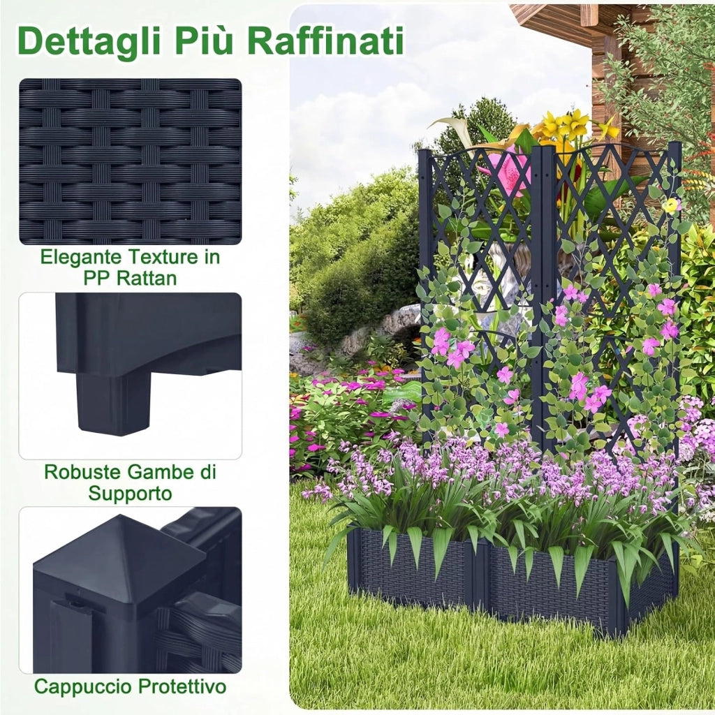 COSTAWAY Fioriera da Esterno per Piante Rampicanti Verdure con Auto Irrigazione e Fori di Drenaggio, Ideale per Giardino, Cortile e Balcone (Grigio,80 x 40 x 122 cm)