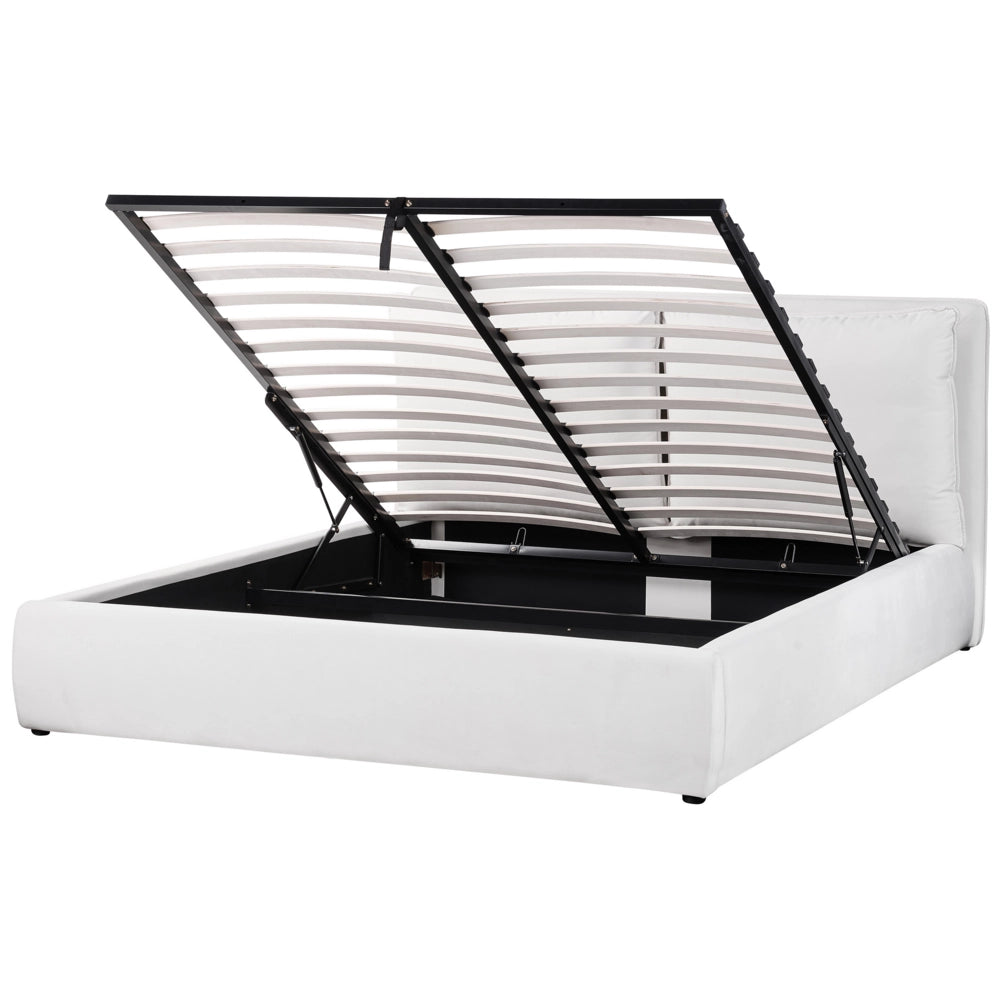Letto matrimoniale colore bianco crema con vano contenitore 160 x 200 cm camera da letto moderna