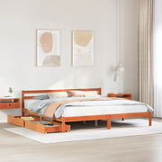 Letto senza Materasso-Struttura Letto Marrone Cera 180x200 cm in Legno di Pino 693353