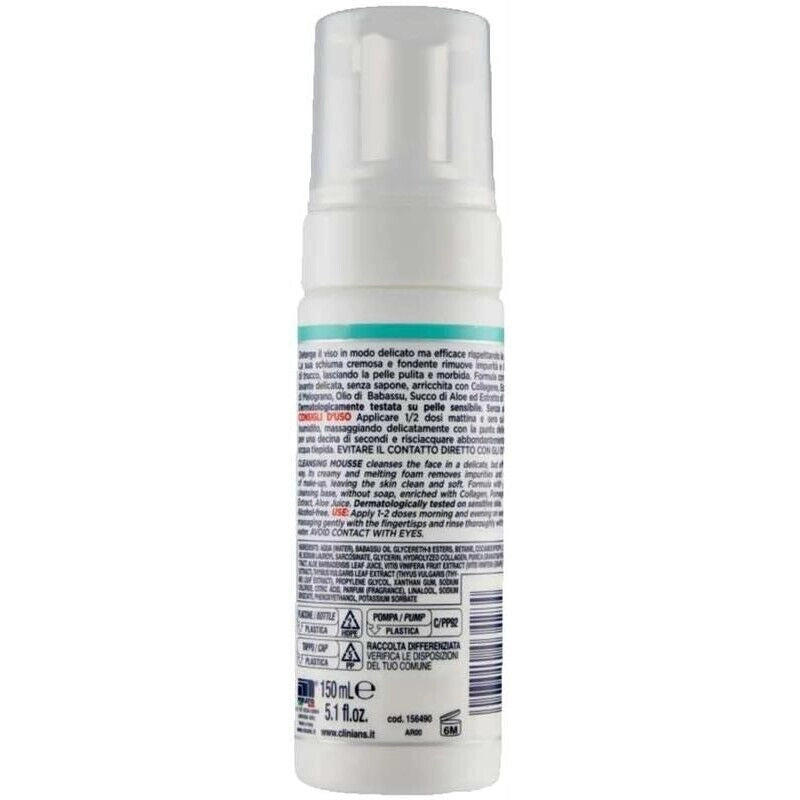 CLINIANS ANTIRUGHE REPAIR MOUSSE DETERGENTE VISO COLLAGENE AD ESTRATTO DI MELOGRANO PER TUTTI I TIPI DI PELLE 150 ML