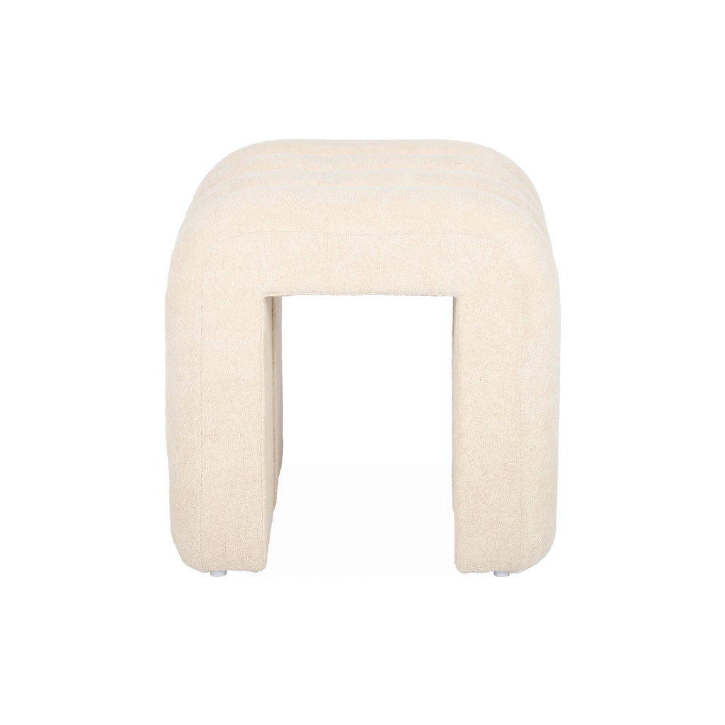 Set 2 pouf contemporanei in tessuto, beige
