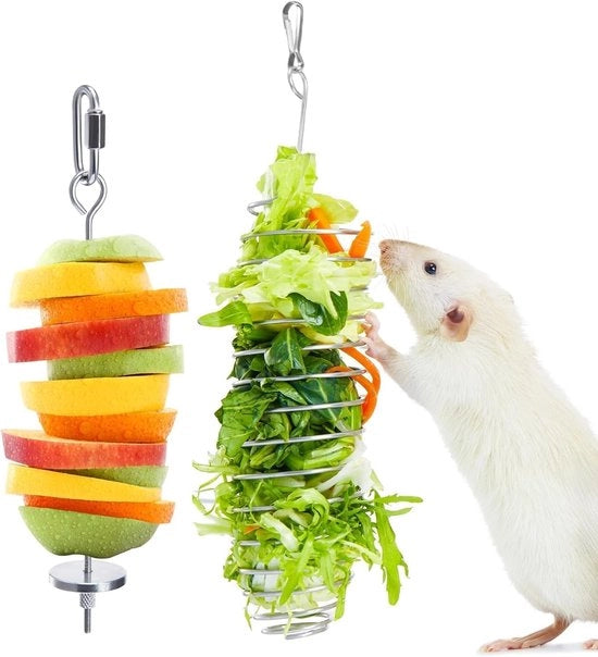 Accessori per gabbia - Giocattoli per roditori da 2 pezzi - Alimentazione per verdure/frutta - Giocattoli interattivi - Giocattoli per roditori - Accessori per gabbia - Stimolazione mentale - Giocattoli per roditori