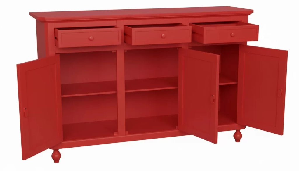 Madia credenza 3 ante legno shabby rosso 158x45x98 - Mobili 2G