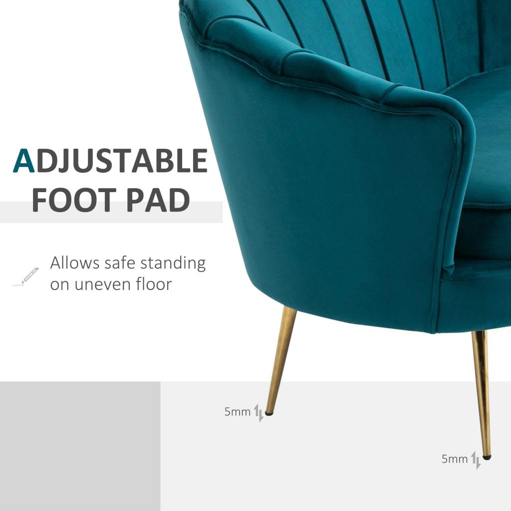 Divano 2 Posti Vintage in Tessuto Velluto e Metallo ¨C Zephmum ¨C Alzavola e Oro 130x77x77