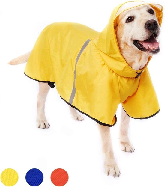 Impermeabile Giacca per Cani con Cappuccio Regolabile e Strisce Riflettenti per Cani Grandi