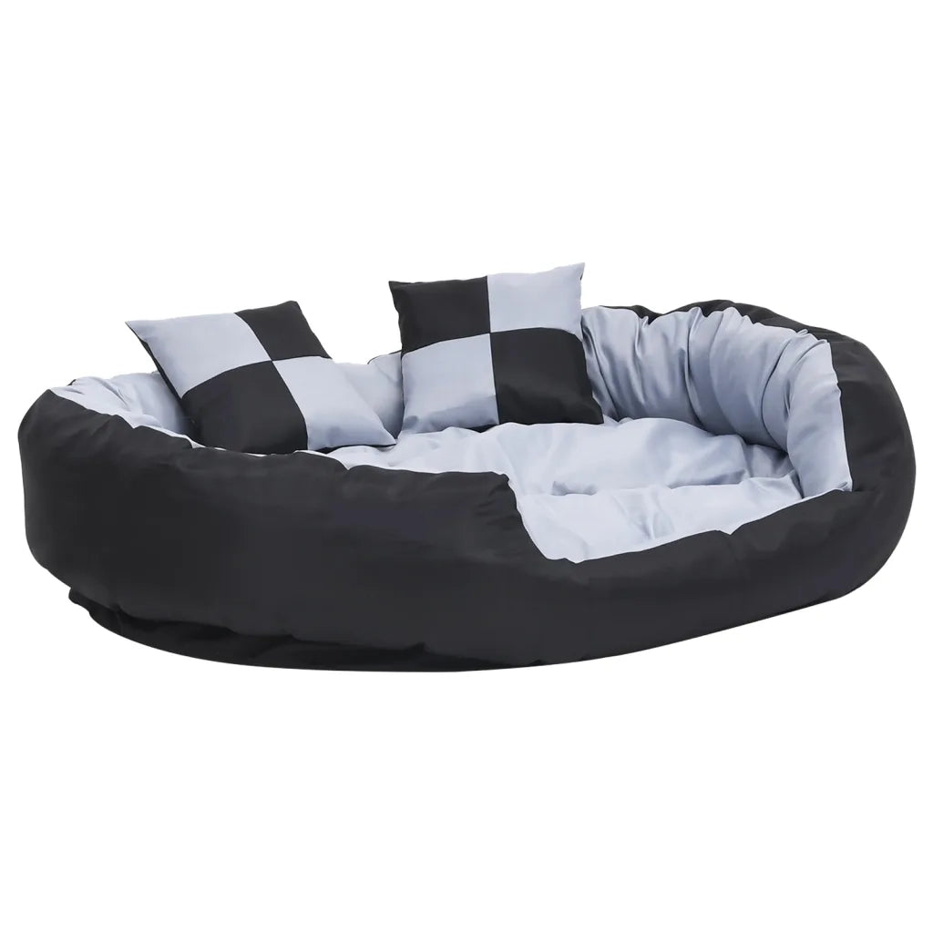 Cuscino per Cani Reversibile Lavabile Grigio e Nero 110x80x23cm CFW9138195