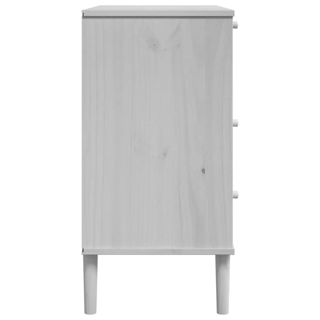 Cassettiera SENJA Aspetto Rattan Bianca 80x40x80 cm Legno Pino
