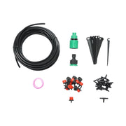 Kit completo per irrigazione a goccia con tubo da 10 m, ugelli, connettori e aste di fissaggio (49 pezzi)