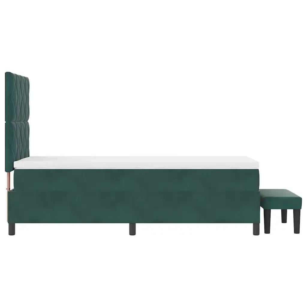Letto a molle con materasso Verde Scuro 100 x 200 cm Velluto 3344561