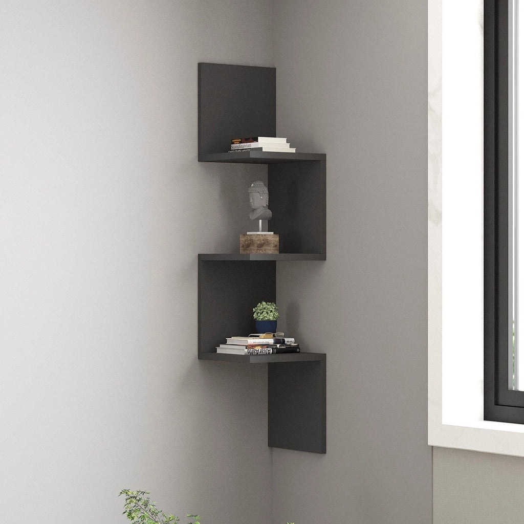 Budoni, Mensola 3 Ripiani, 105x25x25h cm Nero Antracite