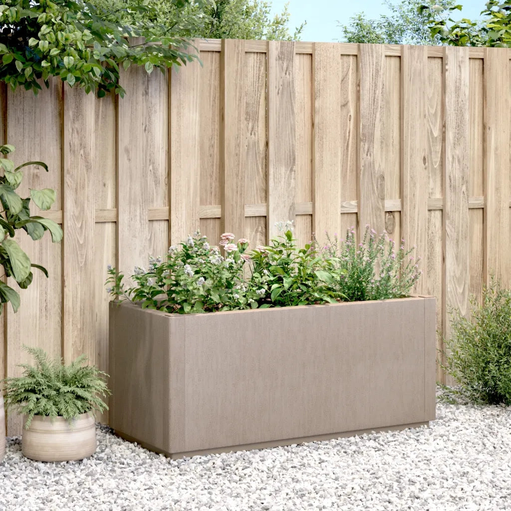 Fioriera | Cassetta per fiori | Vaso da Giardino Marrone Chiaro 80x36x35 cm in PP