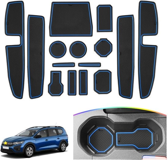 Materassini antiscivolo compatibili con Dacia Jogger 2021-2024, tappeti di gomma per portiere (blu)