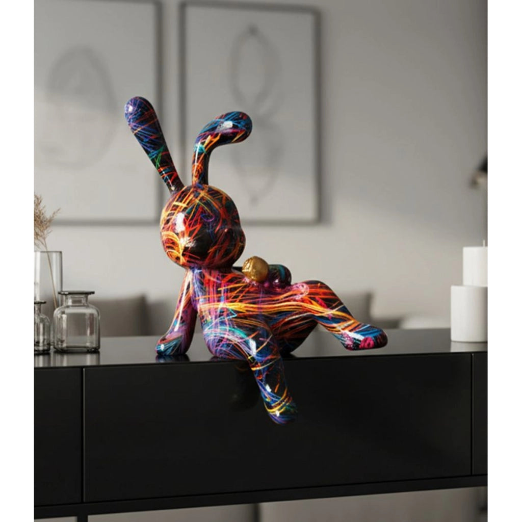 Scultura Coniglio 1, Multicolore, Poliresina, 21,5x10x22 cm