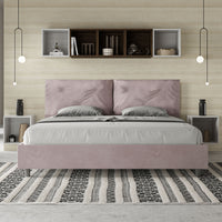 Letto Matrimoniale King Size 200x200 cm con Rete e Contenitore Imbottito in Microfibra Appia Large Glicine