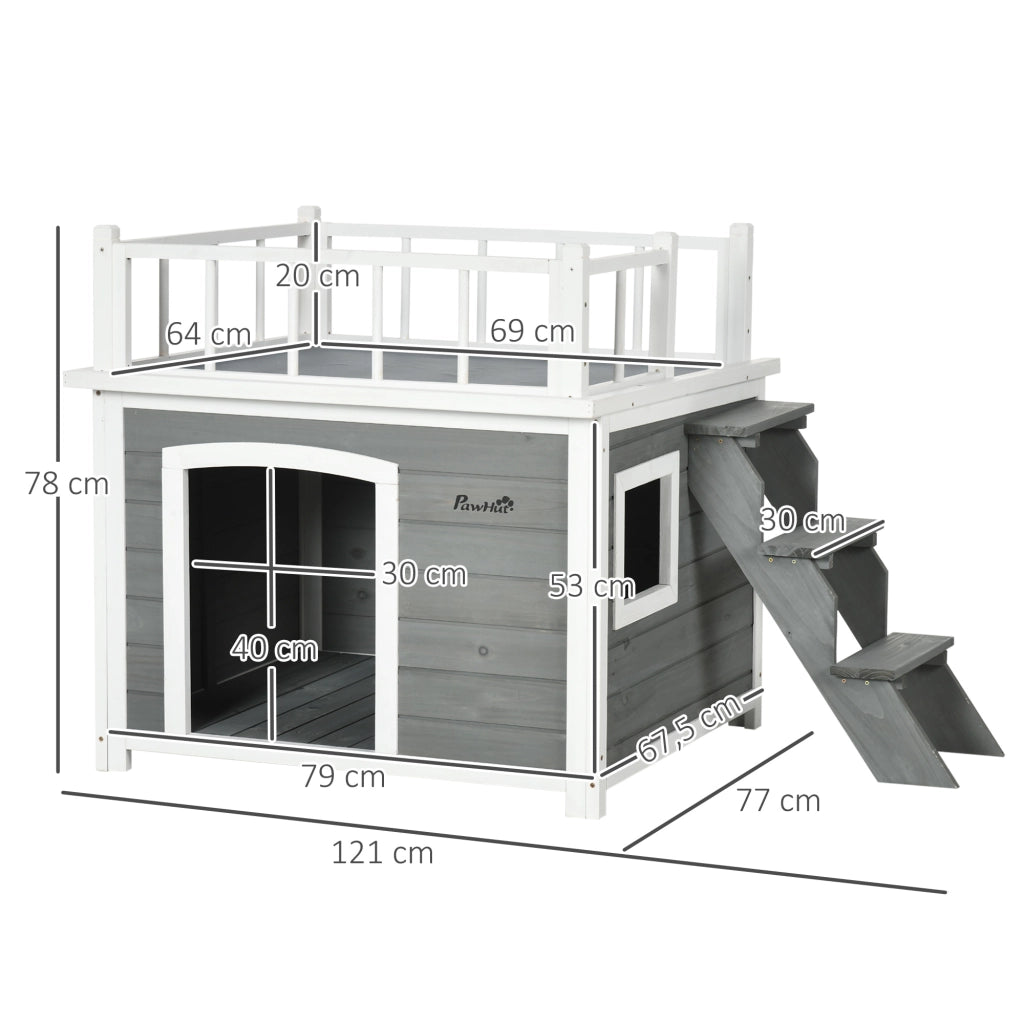 Casetta per Cani ¨C zephmum ¨C Legno Naturale Grigio Chiaro 121x77x78cm