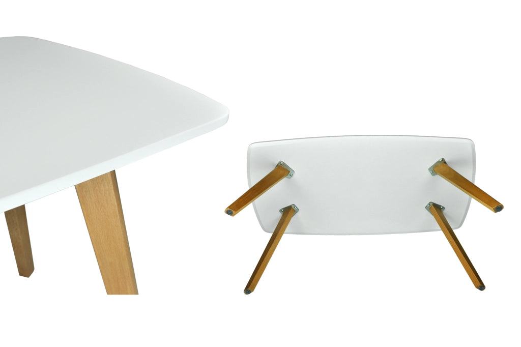 Tavolino da salotto mod. Pegaso con top bianco in mdf e piedi in legno TS08PEPL