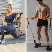 Pilates-barkit con 6 cinture di resistenza - 150 lbs o 250 lbs - cinture di Pilates portatili - attrezzatura per allenamento per donne e uomini - 3 pezzi stick squat yoga - allenamenti in casa