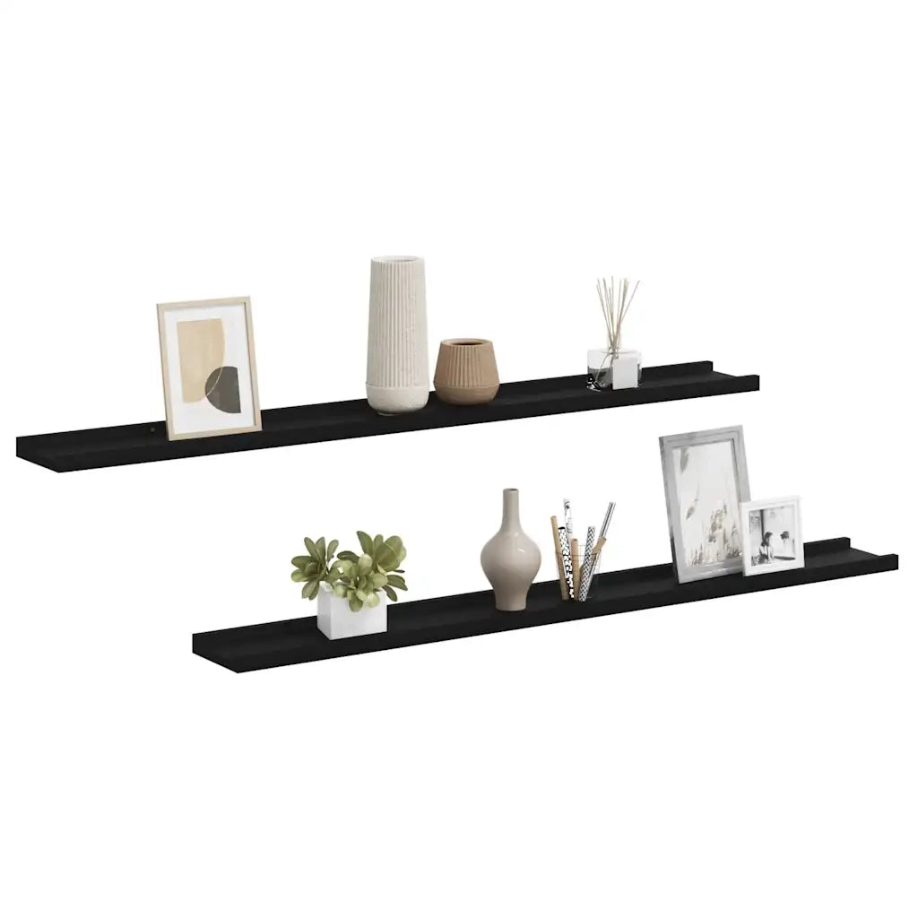 Mensole da Parete 2 pz Nere 100x9x3 cm cod mxl 33623