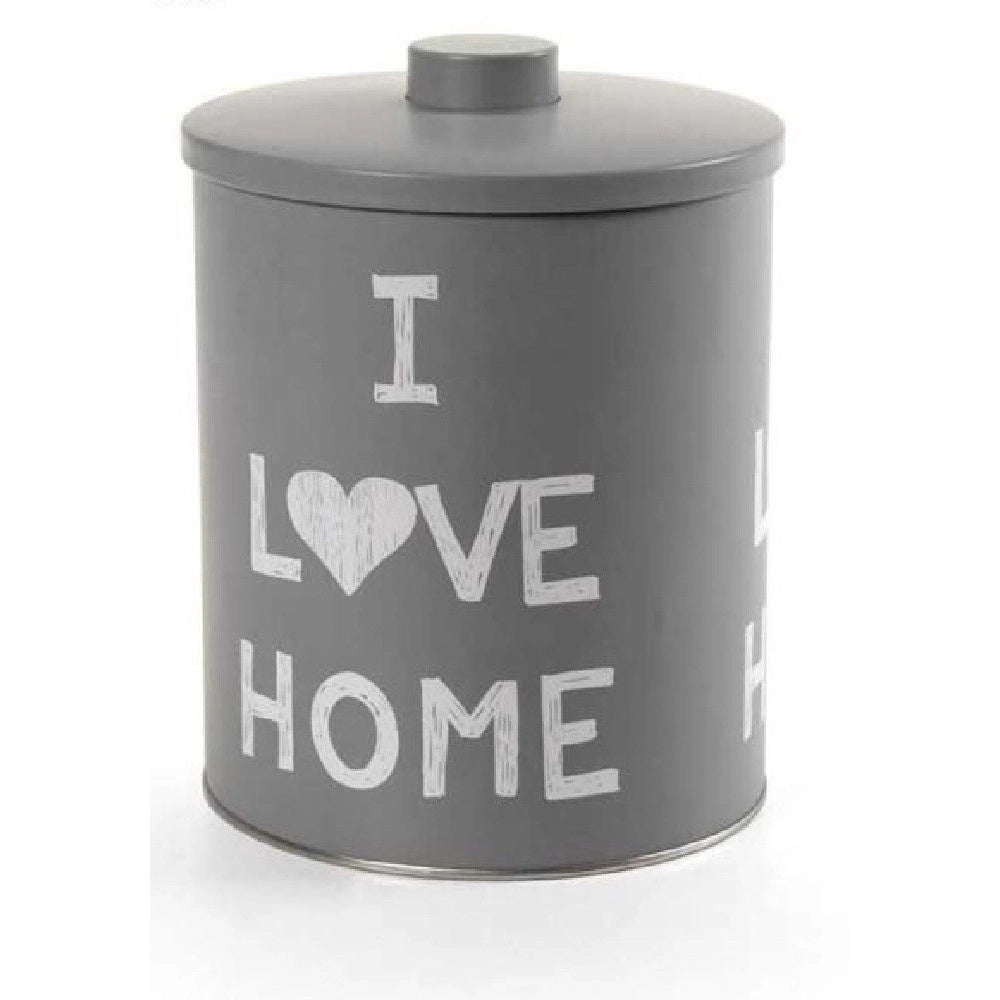 Trade Shop - Barattolo Contenitore In Latta Cucina Tonda Assortiti I Love Home 14x18cm 710506 -