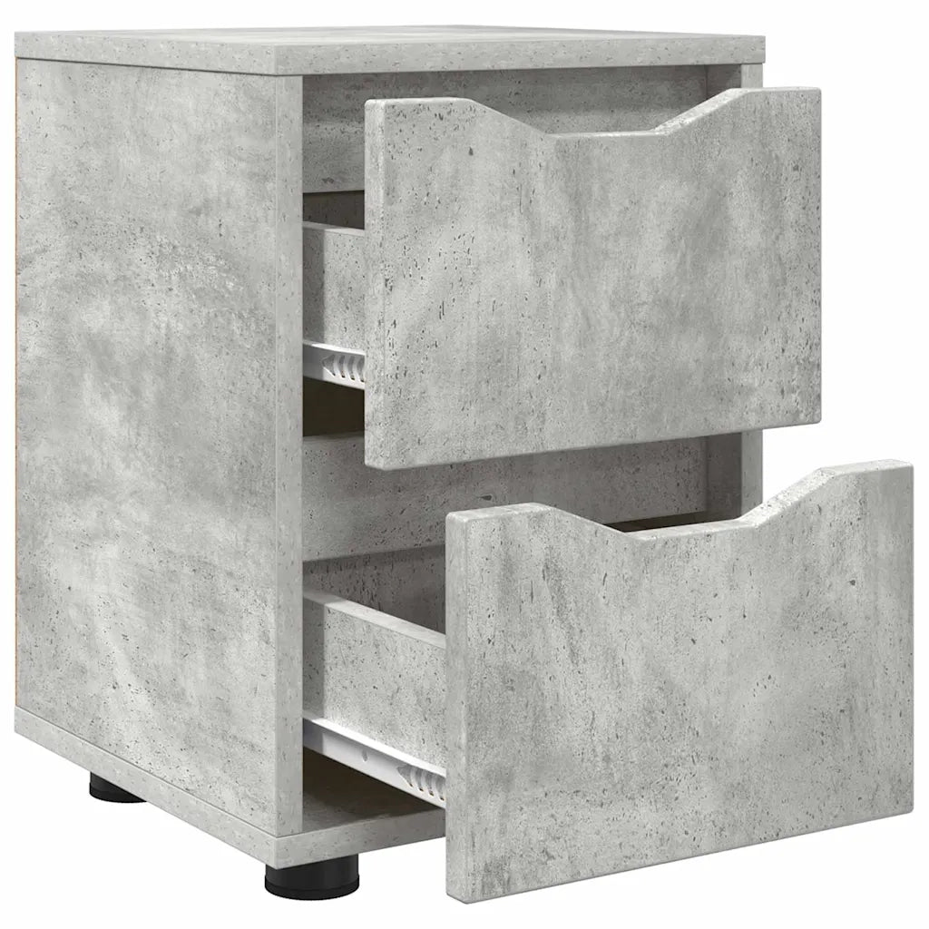 Set di 2 Comodini | Armadio da Notte | Mobiletto da notte con cassetto Grigio cemento 30,5 x 30 x 43 cm