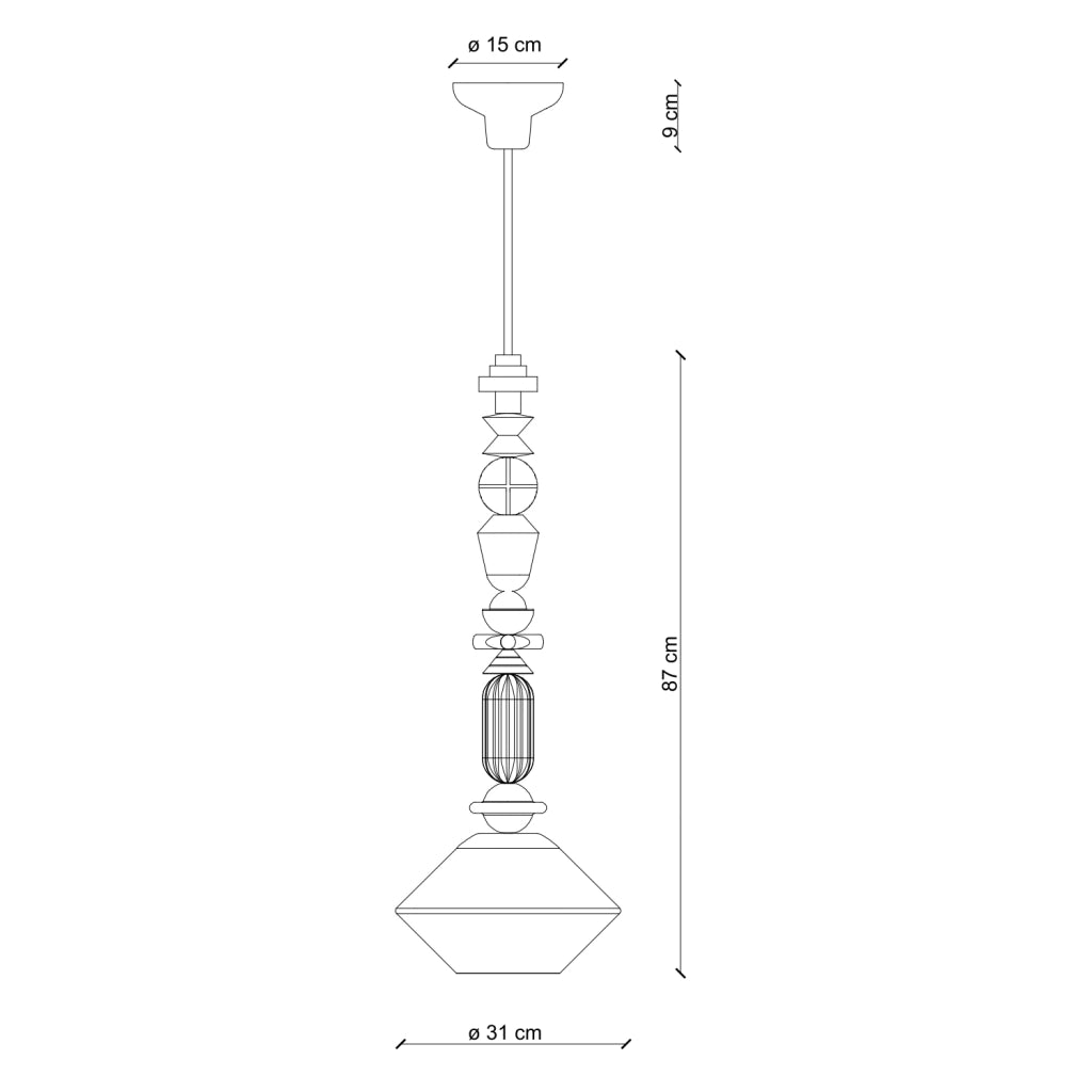 Sospensione Grande Vintage Decò Lariat Ceramica Bianco Latte 1 Luce E27