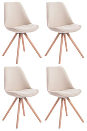 Set di 4 sedie per visitatori Toulouse Fabric Round crema,natura