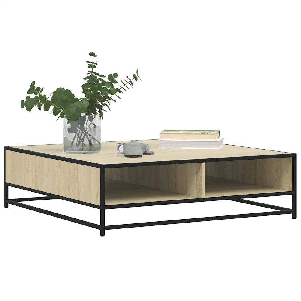 Tavolino Rovere Sonoma 100x100x30 cm in Truciolato e Metallo 848775