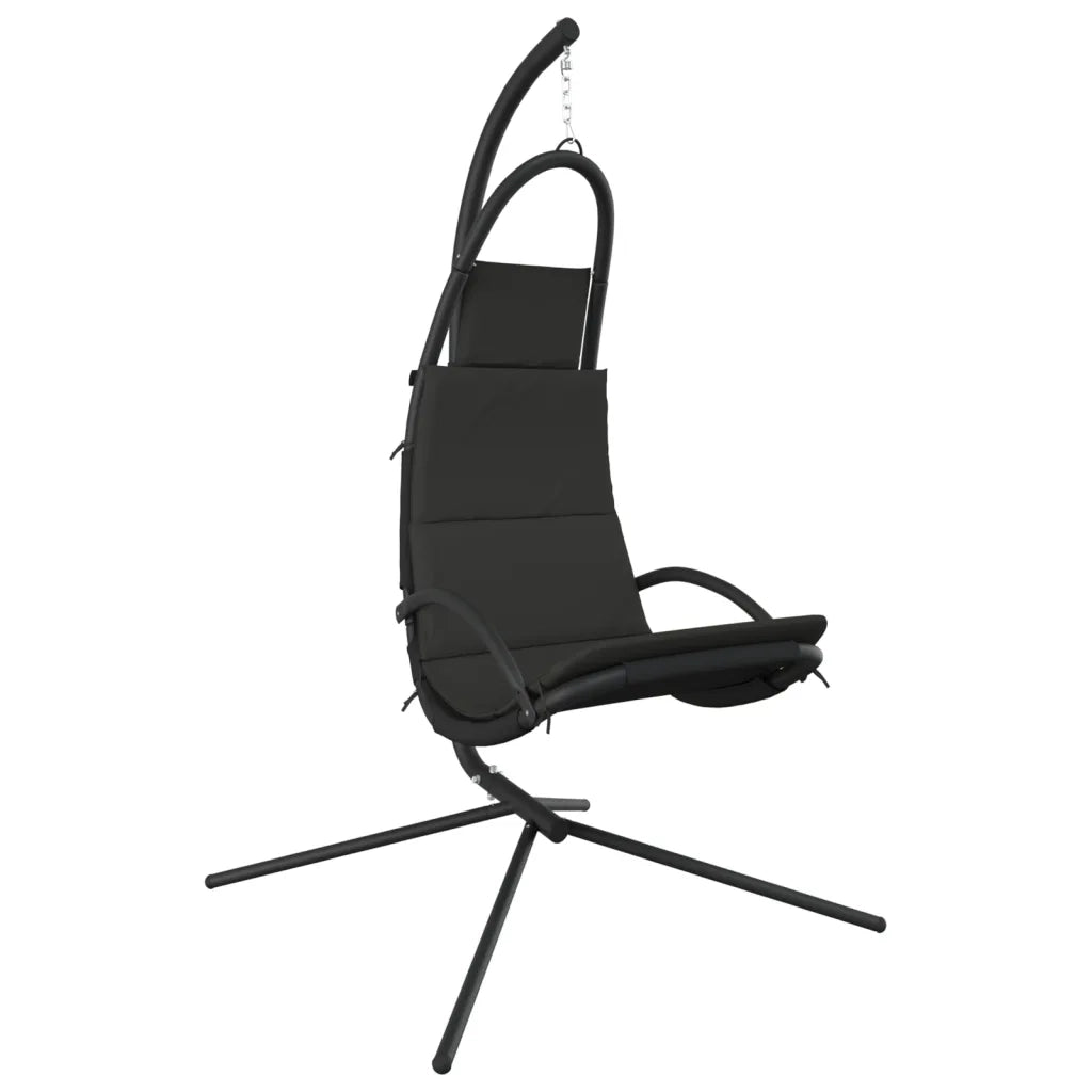 Sedia a Dondolo Giardino Cuscino Grigio Scuro Tessuto e Acciaio CFW3734150