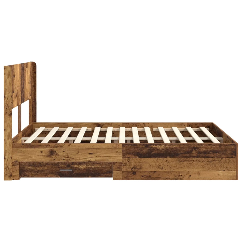 Struttura del letto con stoccaggio e testata Legno antico 3414497