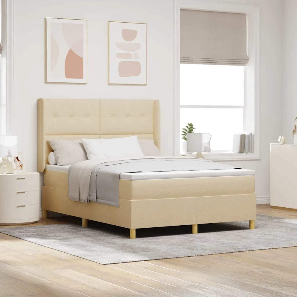 Letto a molle con cuscino Crema 140 x 200 cm Tessuto 3343698