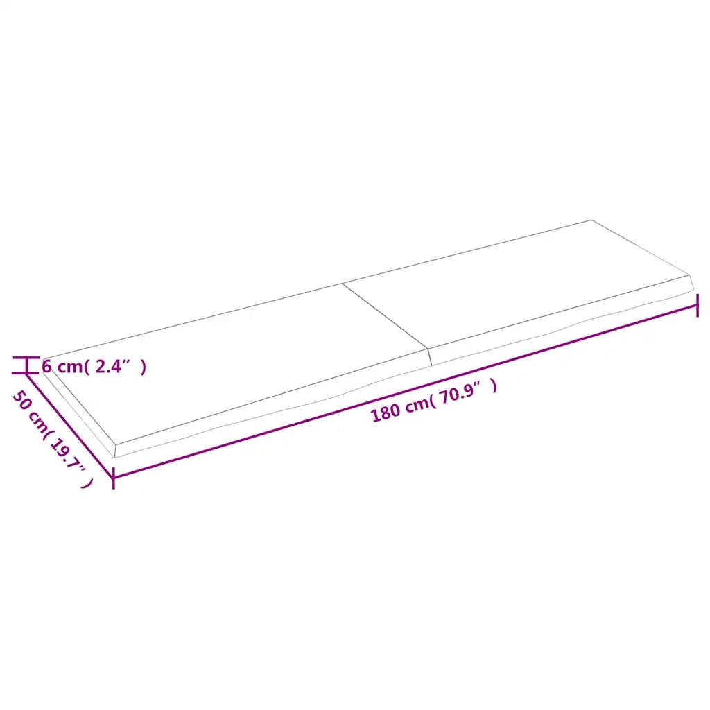 Piano Bagno Marrone 180x50x(2-6) cm Legno Massello Trattato 3156166