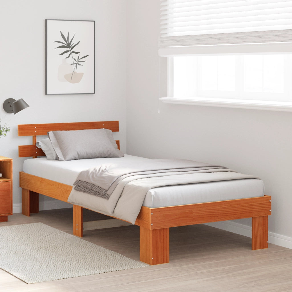 Struttura Letto con testiera Marrone Cerato 90x190 cm Legno massello di pino