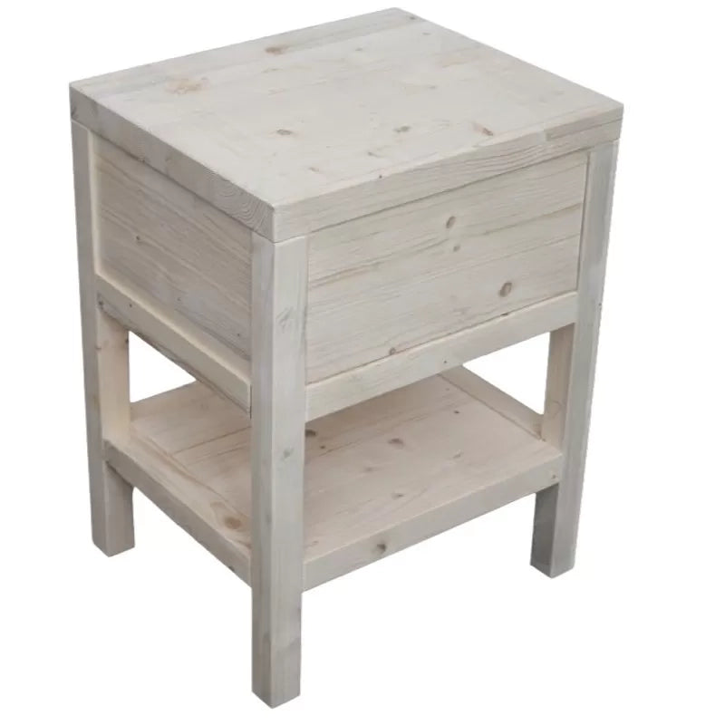 Comodino cortina 1 cassetto legno grigio abete 45x38x60 (3304) - Mobili 2G