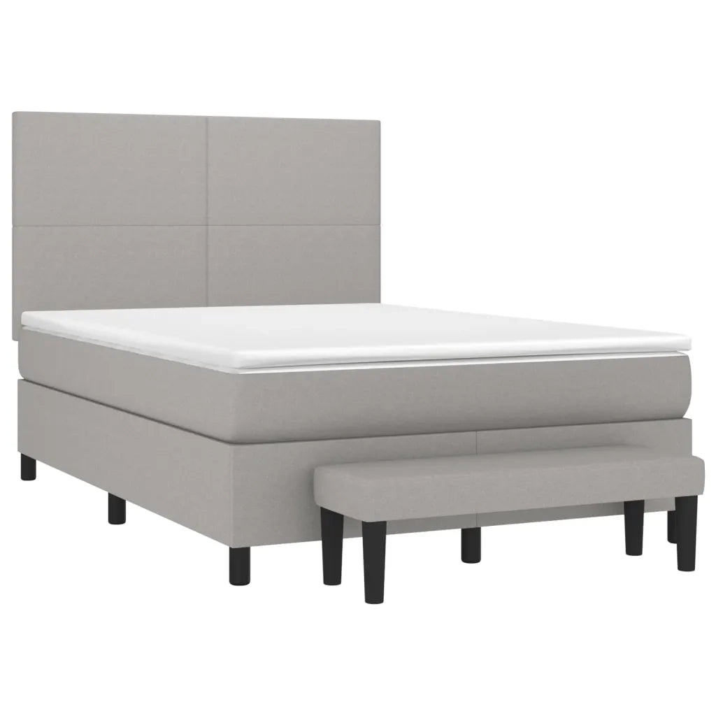 Giroletto a Molle con Materasso Grigio Chiaro 140x200cm Tessuto 3136437