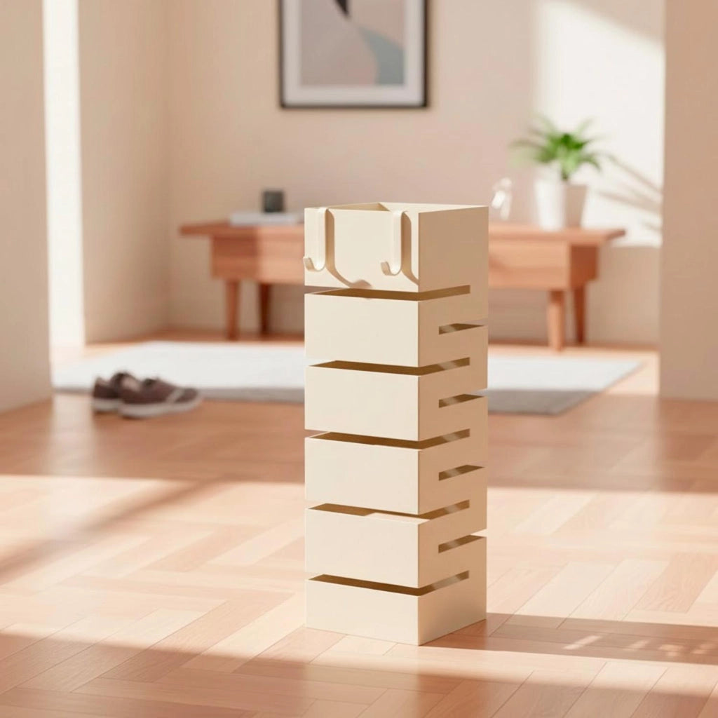 Portaombrelli Con Struttura Robusta In Acciaio Zincato Per Interno Esterno Vaschetta Scolapioggia Base Antiscivolo 2 Ganci Removibili Design Moderno Bianco 49 X 15.5 X 15.5 Cm
