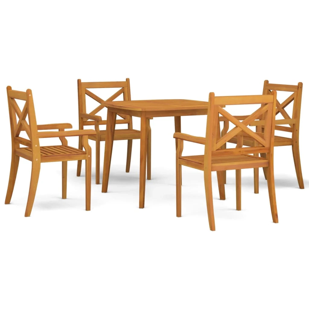 Set da pranzo da giardino composto da 5 pezzi mobili da esterno in legno massello di acacia 02_0013751