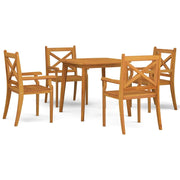 Set da pranzo da giardino composto da 5 pezzi mobili da esterno in legno massello di acacia 02_0013751