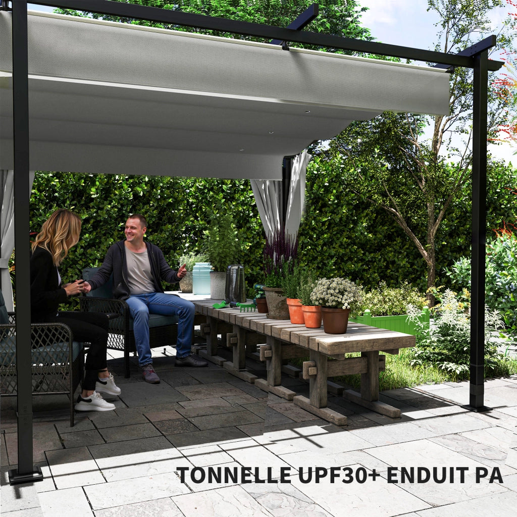 Pergola retrattile con pareti laterali ¨C zephmum ¨C Grigio 3x6 m