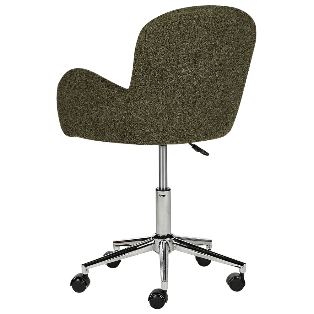 Sedia da ufficio girevole con altezza regolabile in tessuto boucle verde stile moderno retrò ufficio di casa