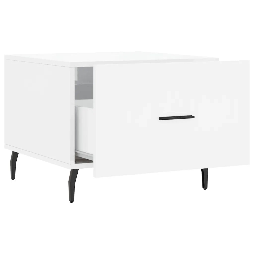 Tavolino da Salotto Bianco Lucido 50x50x40 cm Legno Multistrato 829432