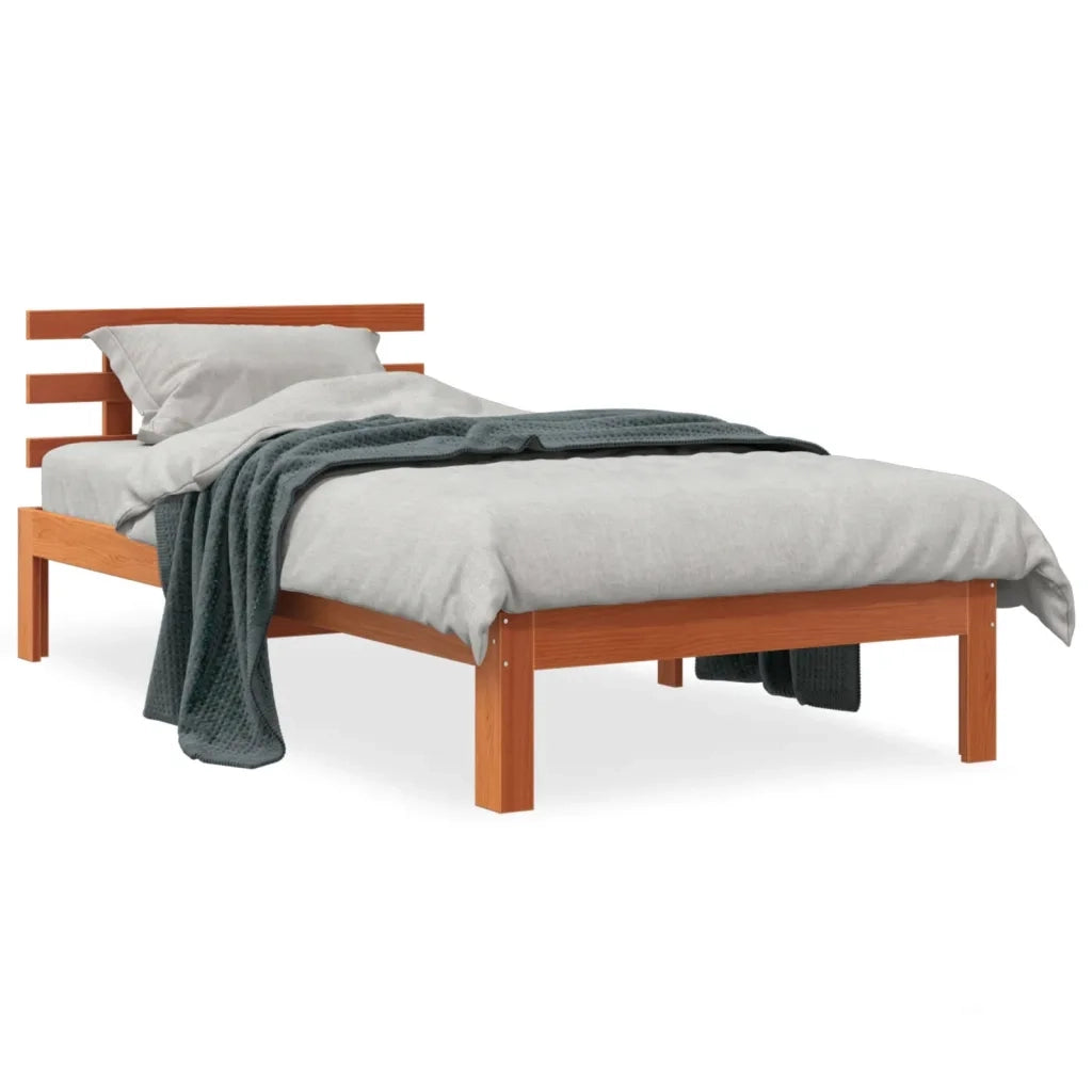 Letto senza Materasso Marrone Cera 100x200 cm in Legno di Pino