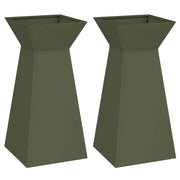 2 pz Fioriere | Cassetta per fiori | Vaso a Pilastro Oliva 35 x 35 x 73 cm