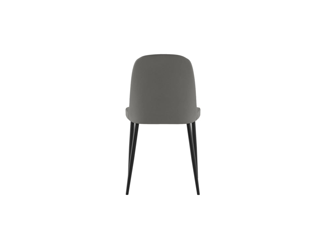 Sedia Tamara da pranzo moderna rivestimento soft-touch grigio chiaro gambe in metallo nero, design elegante 45x52x85 cm - Seduta Design