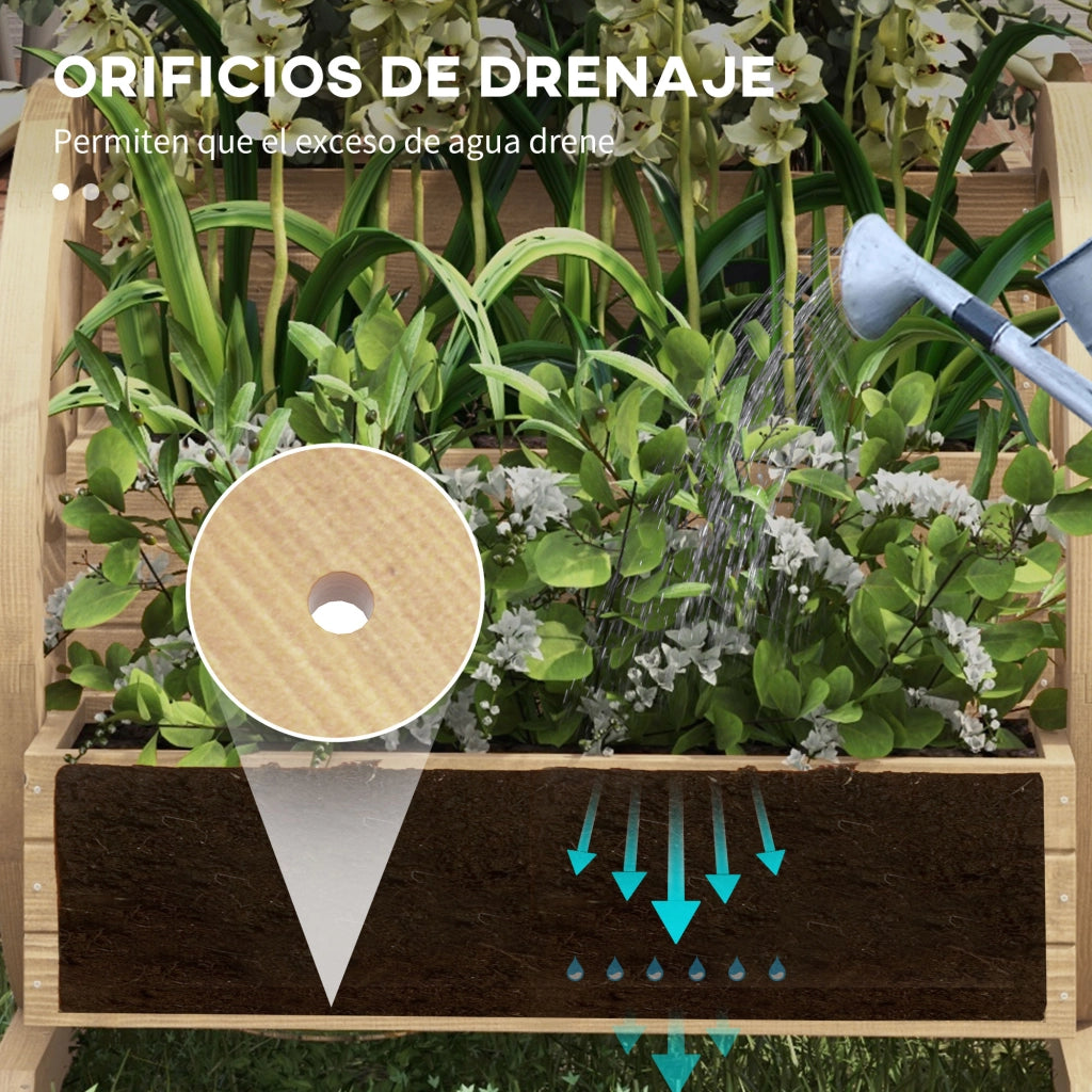 Fioriera Giardino 3 Livelli Scala Legno ¨C zephmum ¨C 61x62x57 cm Naturale