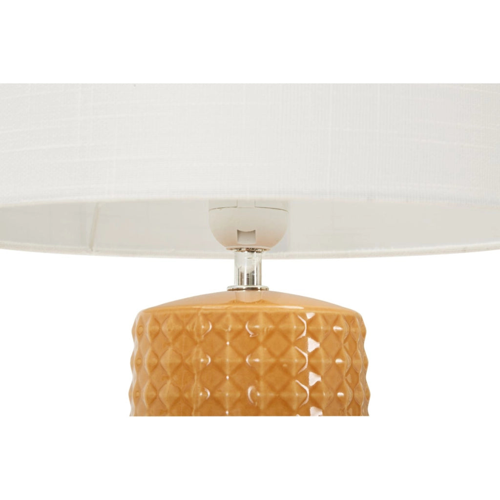 Lampada da tavolo GLISS in ceramica senape e tessuto