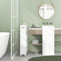 Mobiletto Salvaspazio da Bagno Carrello a 3 Livelli con Ruote e Freni Bianco