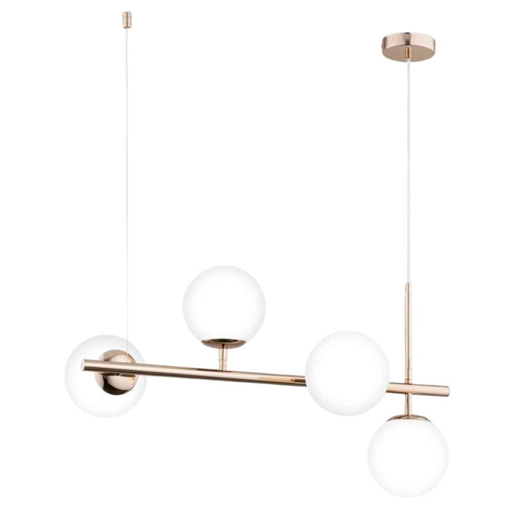 Lampadario Alfa Vinci moderno oro bianco vetro 4xE14