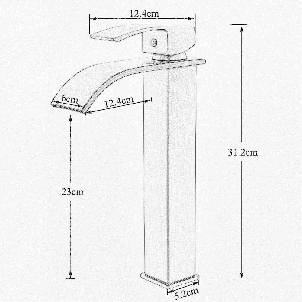 Trade Shop - Rubinetto Alto Da Bagno Design Moderno A Cascata Miscelatore Monocomando Nero -