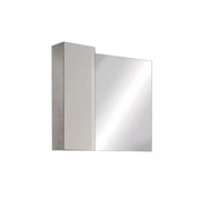 Specchio BURA – Design con contenitore, 78x75 cm, colori bianco lucido e cemento