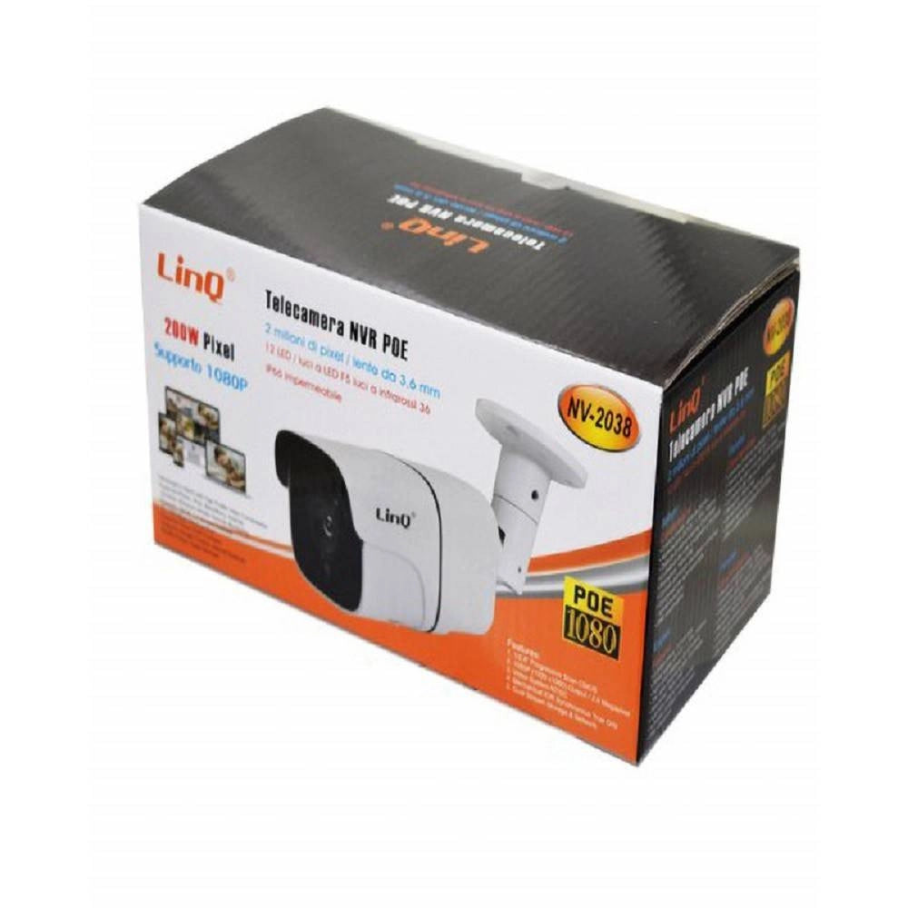 Trade Shop - Telecamera Nvr Nv-2038 200w Poe Ip66 12led Lente 3.6mm Supporto 1080p Infrarossi -